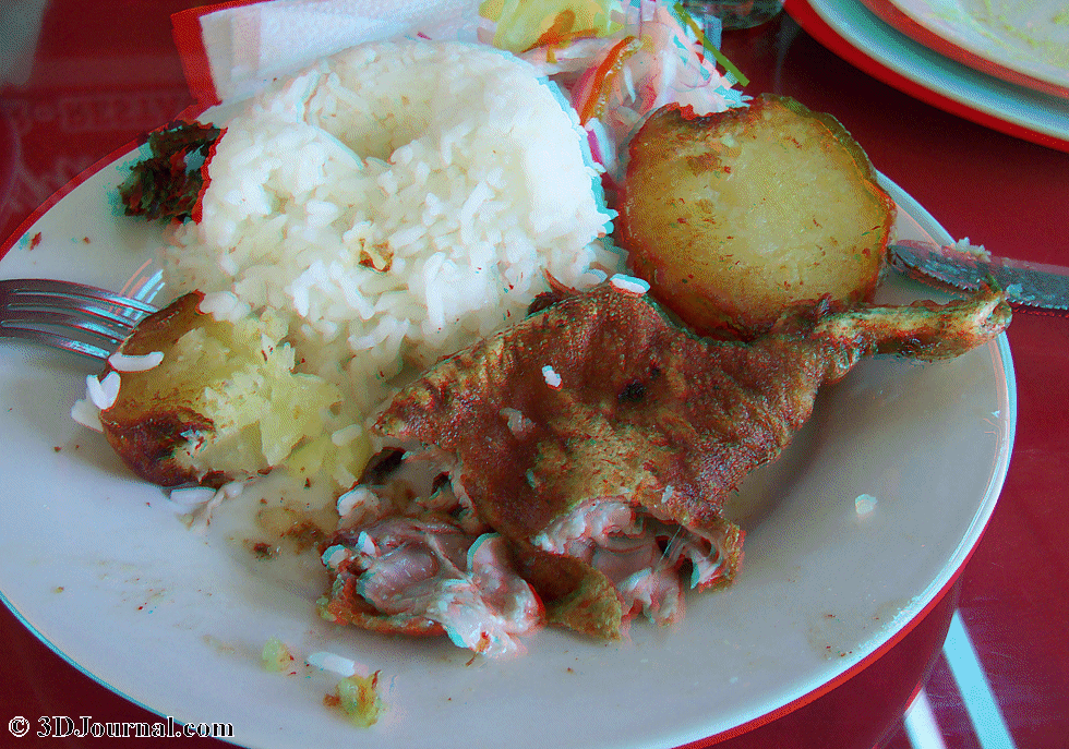 Peru - local food: Guinea Pig with rice and potato